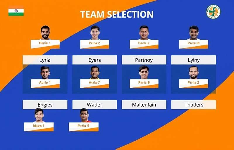Volley Legends India team selection screen showing different player positions
